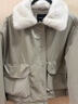 UR冬季新款女装气质拼接撞色毛领抽绳PU棉服UWM150071 卡其 (偏宽松) S 实拍图