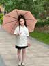 七麦麦全自动三折雨伞学生儿童晴雨伞环扣手柄可挂书包圆角防戳红色 实拍图