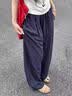浪莎藏青色天丝亚麻裤女夏季薄款2026新款小个子冰丝棉麻弯刀阔腿裤子 藏青色 【天丝+天然亚麻】 S 【适合80-100斤】 实拍图