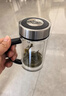 希诺双层玻璃杯男家用商务办公水杯带手柄泡茶杯子XN-9320 290mL 实拍图