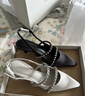 CHARLES&KEITH亮钻一字带尖头包头复古高跟凉鞋婚鞋子女鞋生日礼物CK1-61720199 Light Grey浅灰色 38 实拍图