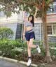 木林森（MULINSEN）跑步运动套装瑜伽服女健身服普拉提短袖短裤带胸垫两件套修身 实拍图