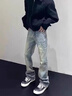 主意范（ZHUYIFAN）cleanfit蓝色弯刀牛仔裤男春夏薄款冰丝高街裤子直筒微喇牛仔裤子 复古蓝常规【升级款】 95%买家选择 L 110-120斤 实拍图