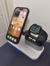 aresh无线充电器三合一多功能适用苹果17/16promax磁吸MagSafe耳机底座apple watch S11手表桌面充电站 白色【QI2认证+时钟+闹钟+夜灯】配双C线 实拍图