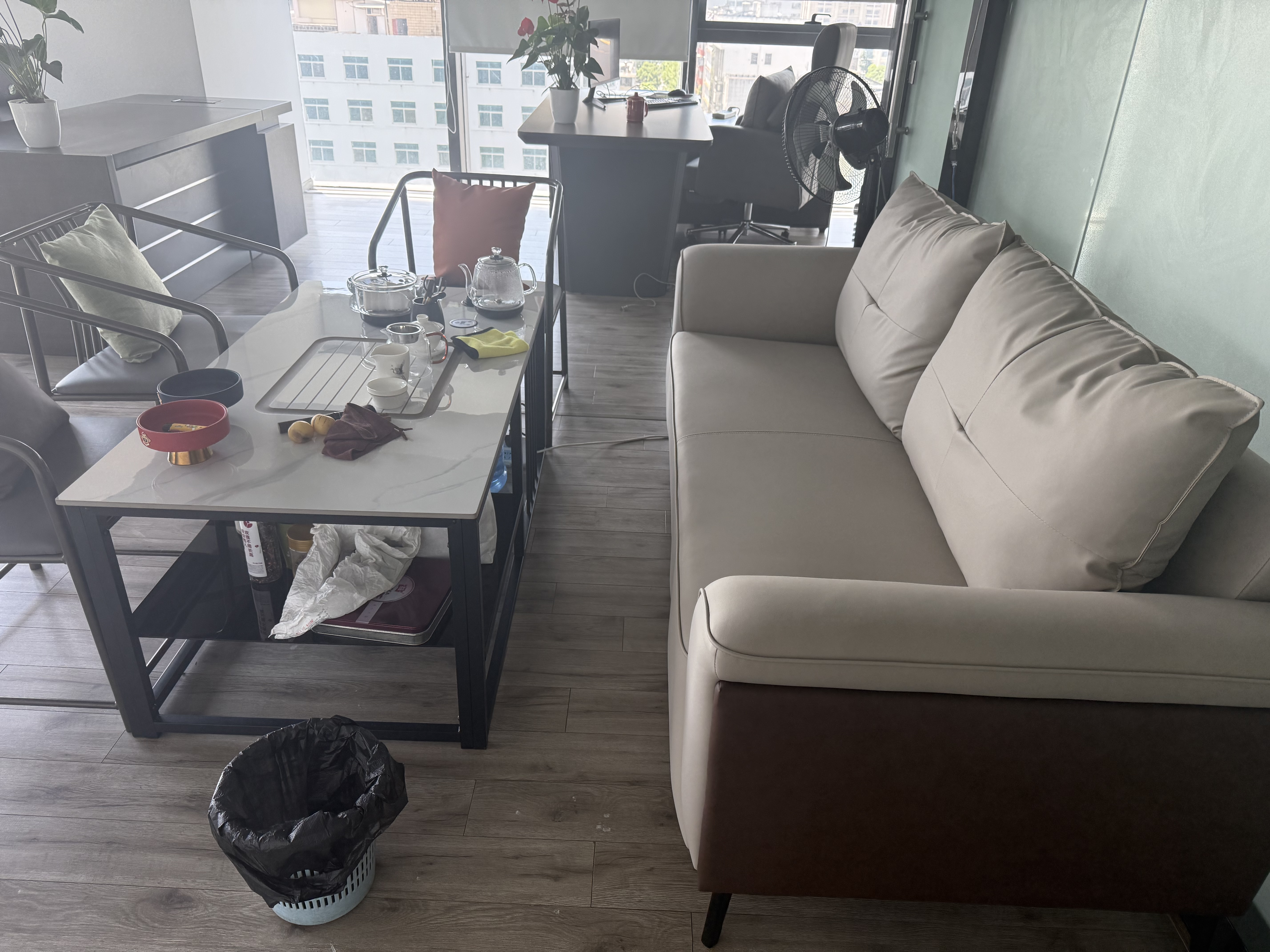 戴彼办公室沙发简约现代商务会客休闲休息区接待简易办公沙发茶几组合 抗痕猫抓皮款【全网至低价】 三人位 实拍图