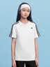 adidas男女大童三条纹纯棉休闲运动正肩短袖T恤上衣阿迪达斯 白/黑色   140 实拍图