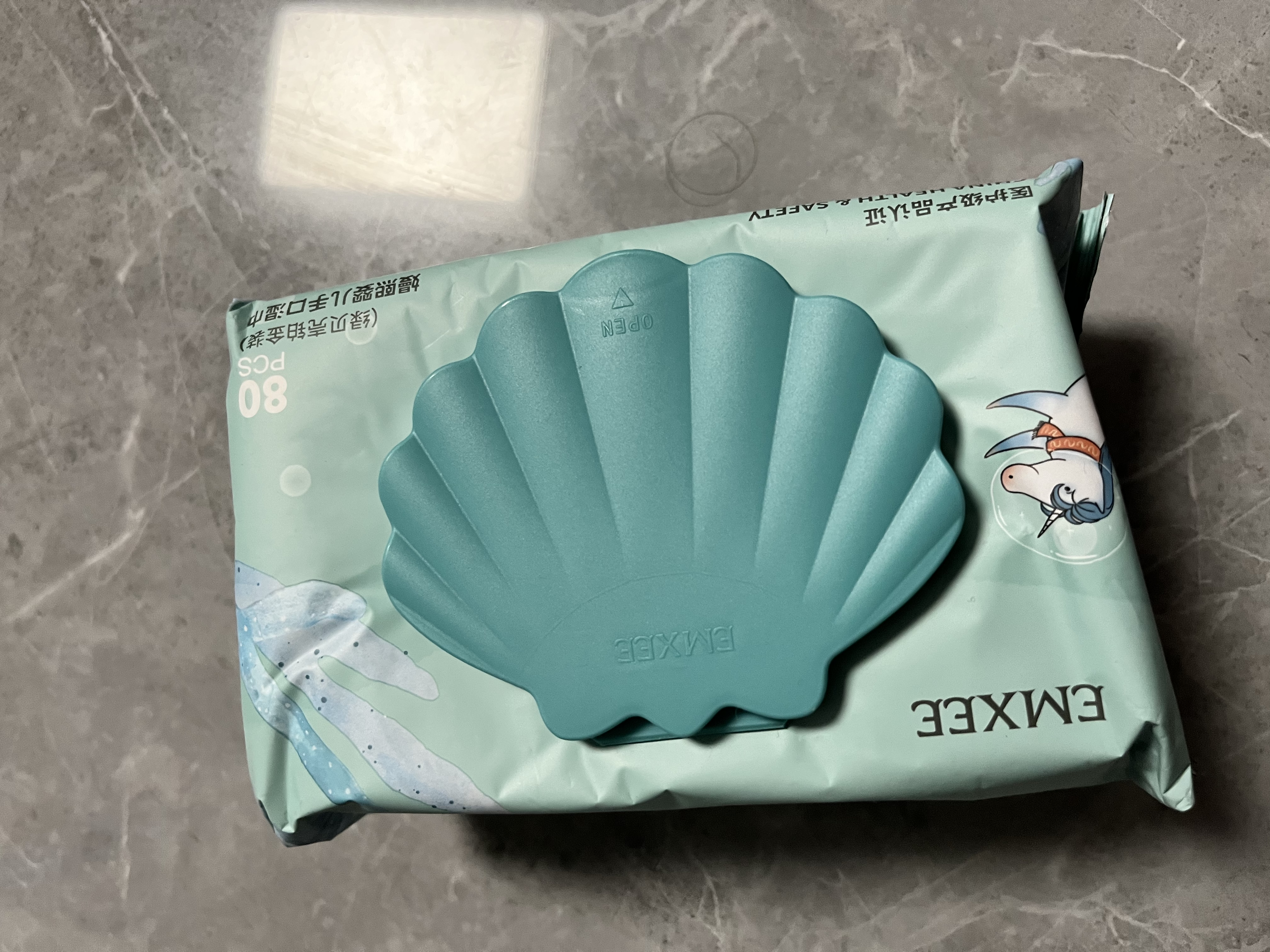 嫚熙（EMXEE）婴儿湿巾绿贝壳湿巾手口宝宝新生儿童屁屁家用加厚湿纸巾 80抽 12包 200*150mm 实拍图