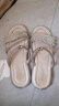Langyanxuan凉鞋女2026新款外穿平底水钻夏季一字带凉拖两穿厚底淑女鞋子 米色 38 (240mm) 实拍图