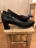 老人头（LAORENTOU）春秋季单鞋女浅口中跟女皮鞋粗跟通勤工作妈妈鞋 LB12272 黑 36  实拍图