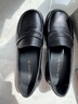 红蜻蜓真皮乐福鞋女士牛皮小皮鞋复古休闲女鞋一脚蹬女鞋WTB43660黑色38 实拍图