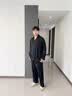 LULU CARTER王鹤棣同款男士真丝睡衣夏秋季薄款大码高端送男友家居服礼盒套装 雅黑色【长袖+长裤】  触感细腻爽滑 无感入眠 L 建议110-140斤 实拍图