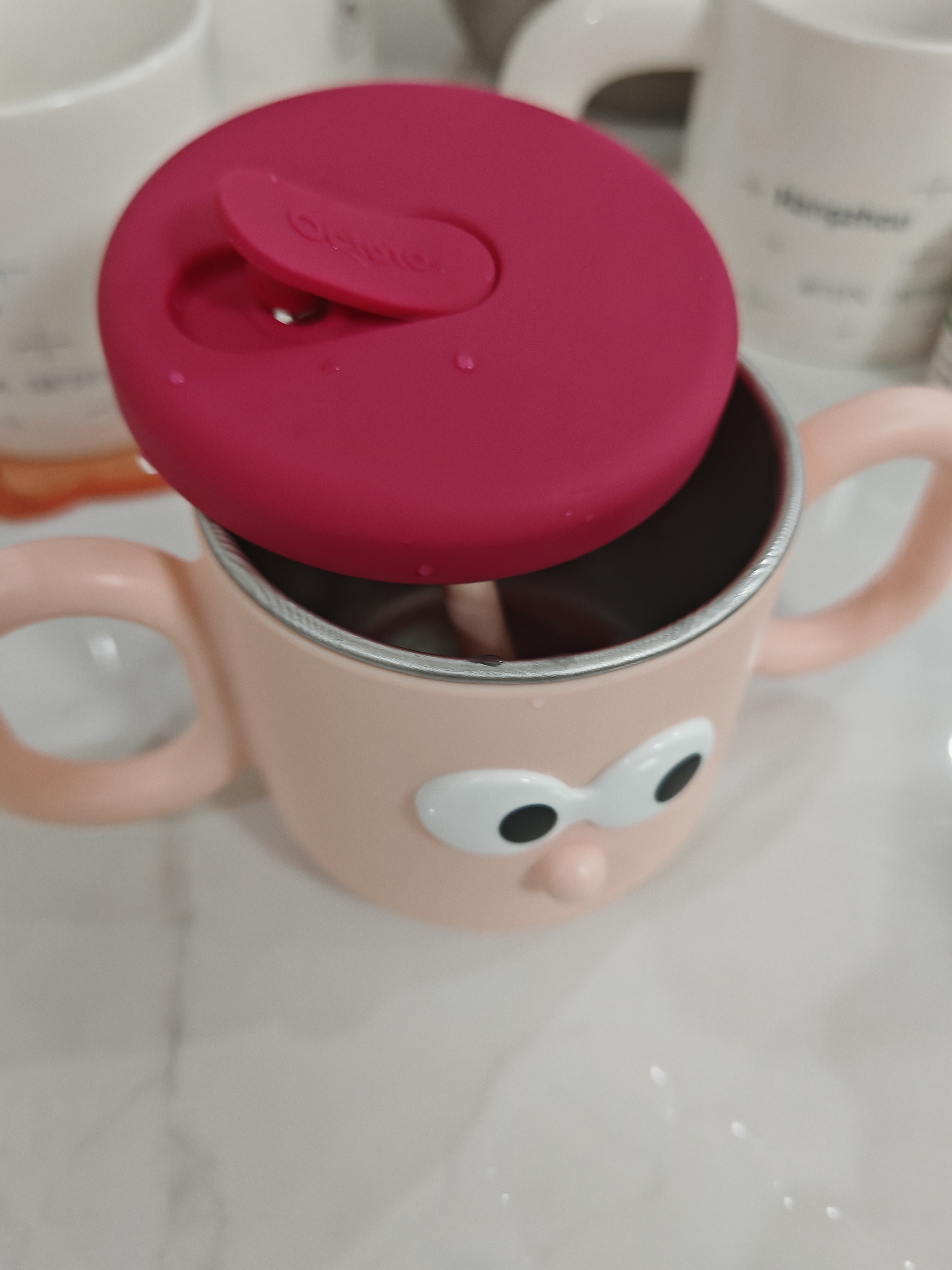 奥克兔兔（Octoto）儿童水杯敞口杯儿童牛奶杯宝宝水杯吸管杯316L不锈钢婴儿米糊杯 实拍图