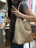 ECODAY编织托特包通勤包女包大容量单肩包手提包生日礼物520礼物送女友 My dear friend-B007X 香槟金 大号 实拍图