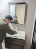 浪鲸（SSWW）浴室柜陶瓷一体盆洗手盆柜组合一体盆洗脸盆柜组合一体盆洗手台 深空灰|美妆镜柜70cm 实拍图