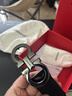 菲拉格慕（Ferragamo）腰带男士商务双面板扣皮带牛皮 3.5CM宽 圣诞礼物 送男友礼盒装 黑棕荔枝纹/枪色扣679710-689134 实拍图