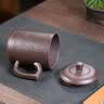 八玺（BAXI）宜兴纯手工紫砂杯带盖办公杯男士泡茶杯紫砂茶杯茶具送礼物大容量 山水紫泥飞把紫砂杯 500ml 名家邹耀明老师制 买一得多/证书礼盒齐全 实拍图
