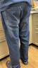 海澜之家（HLA）牛仔裤男皮标点缀直筒裤五袋款裤子男秋季新复古回潮 牛仔蓝过渡色（中）4F 2XL 185/92A 实拍图