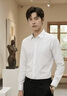 罗蒙（ROMON）纯色商务职业正装男士白衬衫工装外套长袖衬衣男CS108白色3XL 实拍图