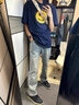 春夏季美式复古vibe裤子高街水泥灰色牛仔裤男宽松微喇叭直筒长裤 3566灰色 XL 实拍图