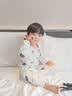 小素材儿童内衣纯棉套装宝宝婴儿睡衣薄款秋衣秋裤男童女童春秋衣服夏季 星月云朵套头蓝 100 实拍图