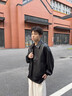 gxgjeans男装 简约设计宽松翻领真皮皮衣夹克外套男士 26春新品 黑色 L (175) 晒单实拍图