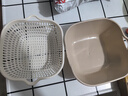 双层洗菜盆沥水篮水果盘吐骨碟客厅家用厨房洗水果篮子 圆角中号灰白【沥水网+盆】 实拍图