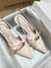 CHARLES&KEITH缎面蝴蝶结尖头高跟凉鞋女生日礼物送女友CK1-60361556 Light Pink浅粉色 39 实拍图