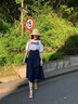 欧迪惠法式连衣裙女装2026年夏季新款小香风套装裙显瘦衣服裙子女中长款 蓝白 M 实拍图