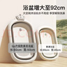 iuu婴儿洗澡盆 可折叠宝宝浴盆大号 洗澡神器躺托浴架新生儿童用品 【北欧灰】+调节感温浴架+脸盆*3 材质：FAD食品级材质检测认证 实拍图