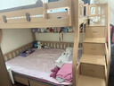 果咖儿樱桃木上下铺双人床2026最新款男孩女孩儿童床全实木字母高低床 梯柜款【裸床+书架+床垫*2+双抽】 上床宽130  下床宽150 实拍图