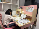 读书郎儿童学习书桌椅套装可升降中小学生桌椅子写字家用课桌香草蓝T12 1米楹木桌+加高书架+追背椅 粉 实拍图