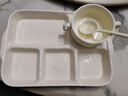 佩尔森陶瓷分格餐盘大人家用减脂月子餐分隔食堂孕妇儿童早餐分餐盘餐具 【奶油色】分餐盘+双耳碗+手柄勺 实拍图