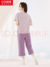 红豆居家睡衣女夏季纯棉休闲短袖短裤女士睡衣可外穿家居服香芋紫170/92A 实拍图