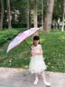 七麦麦全自动三折雨伞学生儿童晴雨伞环扣手柄可挂书包圆角防戳粉色 实拍图