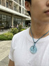 朱梦缘平安扣项链海蓝宝吊坠男女士天然水晶锁骨链马年本命年情人节礼物 平安扣吊坠-蓝色挂绳款-配CMA证书 实拍图