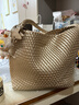 ECODAY编织托特包通勤包女包大容量单肩包手提包生日礼物520礼物送女友 My dear friend-B007X 香槟金 大号 实拍图