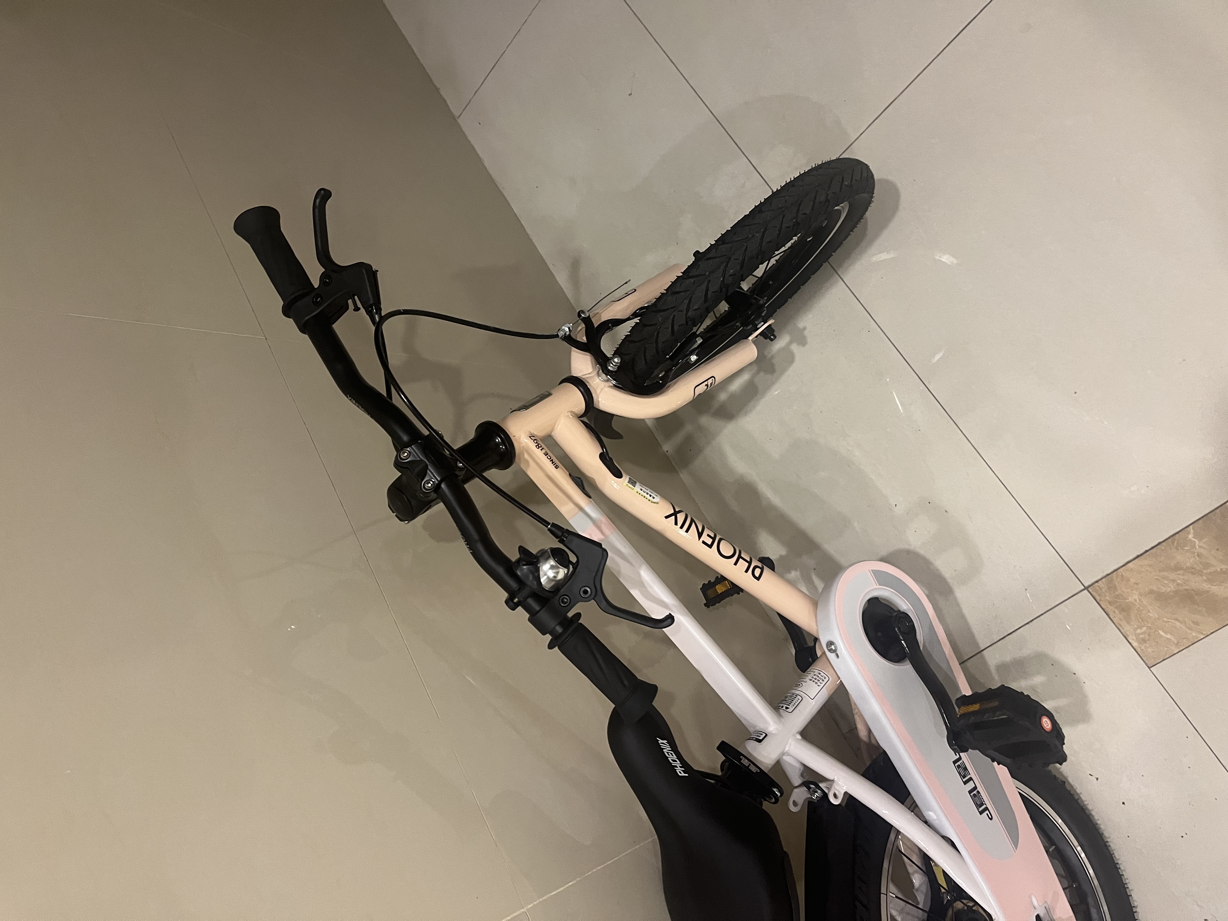 凤凰儿童自行车单车2-3-4-6-9-10岁男孩童车中大童女孩小孩宝宝脚踏车 黛玉粉-辐条轮-抱刹 16寸（推荐身高105-115cm） 实拍图