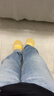 优衣库常规款女装男装宽松廓形牛仔裤/弯刀镰刀裤子479000 482280 482280/64湖蓝色(做旧设计) 27 /160/68A 实拍图