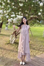 花花公子（PLAYBOY）法式气质挂脖连衣裙女夏季2026新款海边度假风气质收腰显瘦长裙子 紫色 L 110-125斤 实拍图