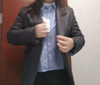 优衣库女装男装牛津纺箱型衬衫/长袖衬衣空调衫合作款479974 484928/63天蓝色 M 实拍图