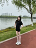 啄木鸟（TUCANO）短袖t恤女冰丝纯色透气翻领商务polo衫速干防晒上衣女装曜石黑L 晒单实拍图