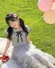 兜兜王国女童富家千金感裙子夏季2026新款小香风女孩公主裙大童蛋糕裙套装 套装【灰色短袖+蛋糕裙】 150 实拍图