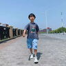 G.duck儿童装男童夏装套装新款中大童男孩衣服夏季韩版洋帅气短袖五分裤 灰色 110 建议身高100-110cm年龄4-5岁 实拍图