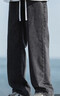 西域骆驼（VANCAMEL）牛仔裤男宽松直筒休闲韩版垂感阔腿九分裤子男牛仔长裤 黑灰 XL 实拍图
