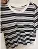 香影流苏条纹黑色t恤女短袖2026夏装新款宽松休闲风正肩圆领上衣 黑色 S 155/80A/85-95斤 实拍图
