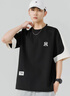 WENEGAINES官方潮牌休闲短袖套装男女夏季大码时尚拼色运动T恤短裤两件套男 黑色短袖+黑色短裤（NE01） XL （推荐体重130-150斤） 晒单实拍图