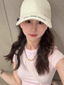 目丸美式棒球帽女显脸小鸭舌帽男潮牌ins复古帽子加大加深硬顶宽帽檐 米白色 实拍图