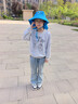 牧萌儿童防晒帽男女童防紫外线遮阳帽户外空顶渔夫帽 立体湖蓝鲨鱼 实拍图