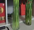 九千谷 玻璃花瓶插花干花仿真花水培容器装饰摆件实木底高25cm1395 实拍图