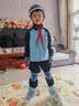 鸿星尔克轮滑鞋儿童专业溜冰鞋男女童初学者中小学直排轮滑轮滑冰旱冰鞋 Pro蓝【双芭扣+八轮全闪+头盔护具套装】 M  (适合6-12岁)日常鞋码30-35 实拍图